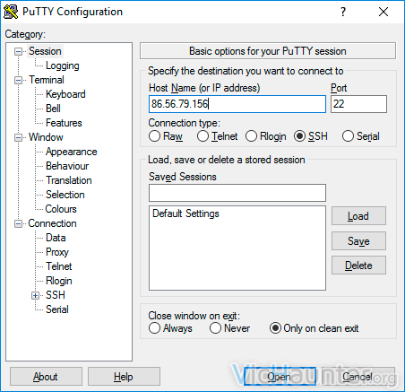 putty-set-server-ip