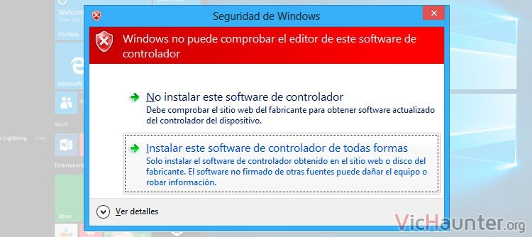 Cómo instalar controladores no firmados windows 10