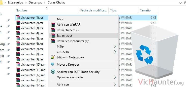 Cómo borrar archivos automáticamente al descomprimirlos con Winrar