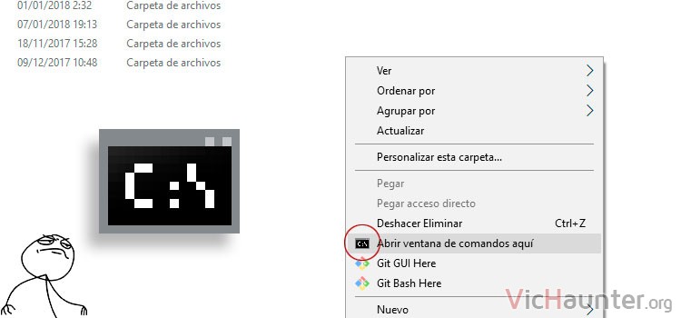 Cómo poner consola de comandos en el botón derecho abrir aquí