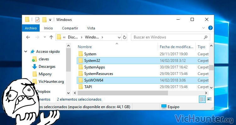 Por qué hay una carpeta syswow64 y otra system32 en windows