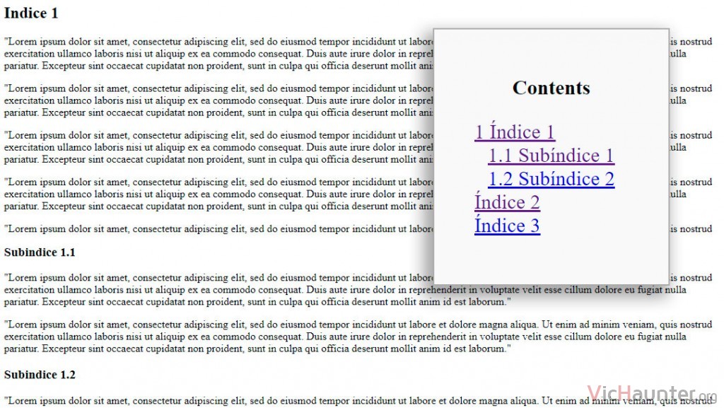 Como Hacer Un Indice De Contenidos Solo Con Html Y Css Sencillos