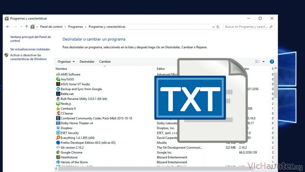 Cómo guardar una lista de todos los programas en Windows 10