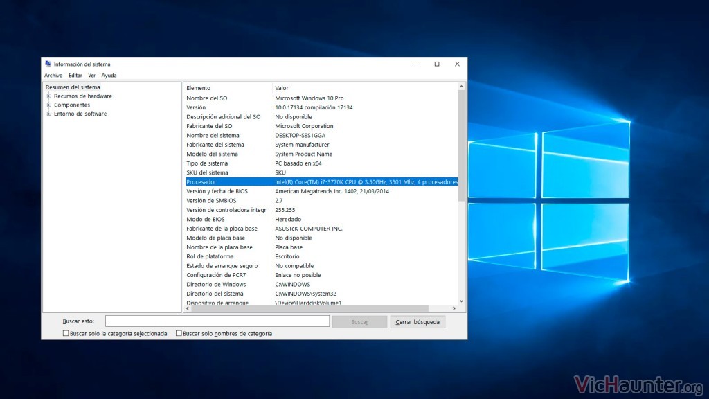 Cómo ver las especificaciones de hardware en windows 10 de forma nativa