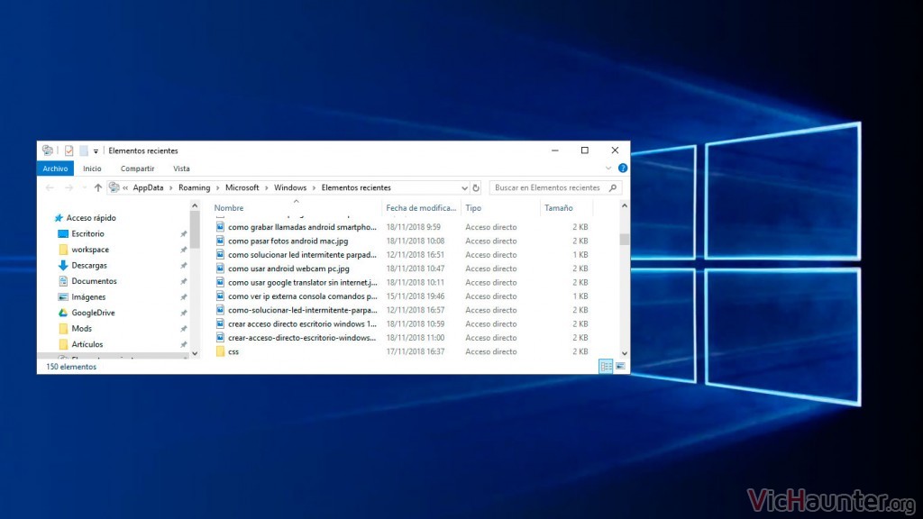 Cómo abrir lista de archivos usados recientemente en Windows 10