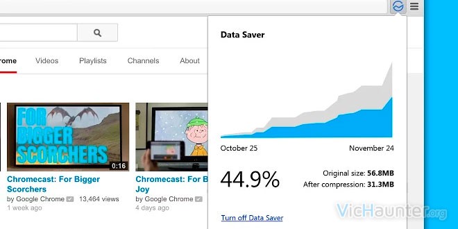 Google chrome ahorro ancho banda